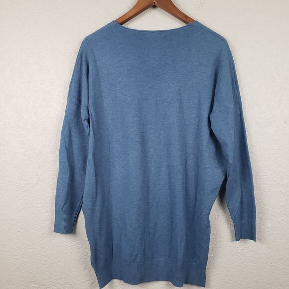 Dreamers V Neck Knit Top Blue - S/M - Picture 3 of 5